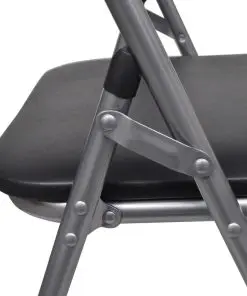 vidaXL Folding Dining Chairs 6 pcs Black Faux Leather and Steel