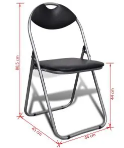 vidaXL Folding Dining Chairs 6 pcs Black Faux Leather and Steel