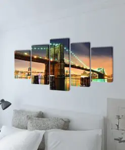 Canvas Wall Print Set Brooklyn Bridge 200 x 100 cm