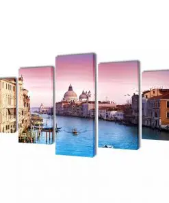 Canvas Wall Print Set Venice 100 x 50 cm