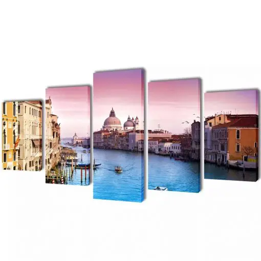 Canvas Wall Print Set Venice 100 x 50 cm