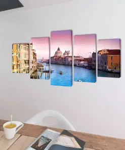 Canvas Wall Print Set Venice 100 x 50 cm