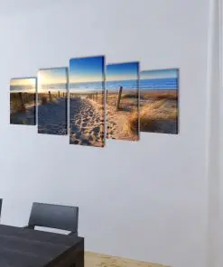 Canvas Wall Print Set Sand Beach 100 x 50 cm