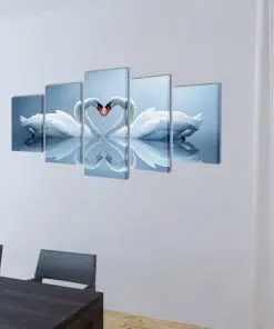 vidaXL Canvas Wall Print Set Swan 100 x 50 cm