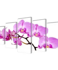 Canvas Wall Print Set Orchid 100 x 50 cm