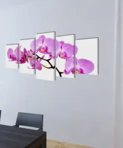 Canvas Wall Print Set Orchid 100 x 50 cm