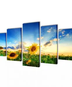 Canvas Wall Print Set Sunflower 100 x 50 cm