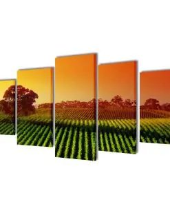 Canvas Wall Print Set Fields 100 x 50 cm