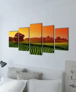 Canvas Wall Print Set Fields 200 x 100 cm