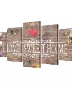 Canvas Wall Print Set Home Sweet Home Design 100 x 50 cm