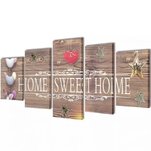 Canvas Wall Print Set Home Sweet Home Design 100 x 50 cm