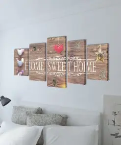 Canvas Wall Print Set Home Sweet Home Design 100 x 50 cm