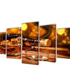 Canvas Wall Print Set Whiskey and Cigar 200 x 100 cm
