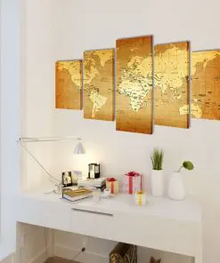 Canvas Wall Print Set World Map 100 x 50 cm