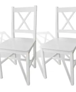 vidaXL Dining Chairs 2 pcs White Pinewood