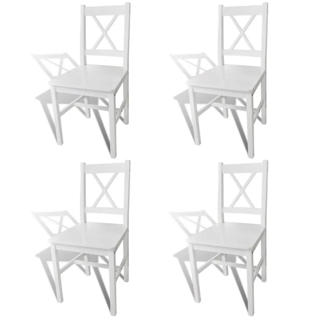 vidaXL Dining Chairs 4 pcs White Pinewood