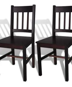 vidaXL Dining Chairs 2 pcs Dark Brown Pinewood