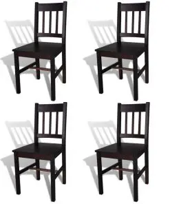 vidaXL Dining Chairs 4 pcs Dark Brown Pinewood