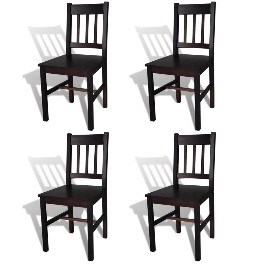vidaXL Dining Chairs 4 pcs Brown Pinewood