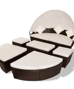 vidaXL Garden Bed with Canopy Brown 186×226 cm Poly Rattan