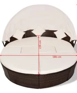 vidaXL Garden Bed with Canopy Brown 186×226 cm Poly Rattan