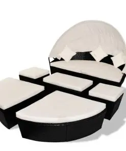 vidaXL Garden Bed with Canopy Black 186×226 cm Poly Rattan