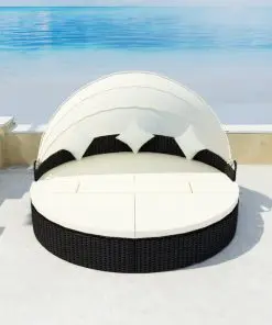 vidaXL Garden Bed with Canopy Black 186×226 cm Poly Rattan