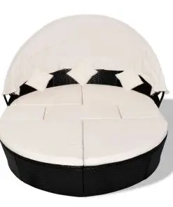 vidaXL Garden Bed with Canopy Black 186×226 cm Poly Rattan