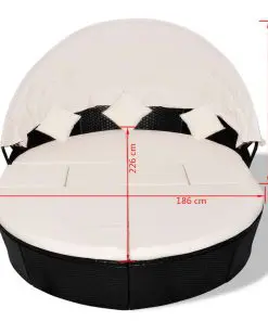 vidaXL Garden Bed with Canopy Black 186×226 cm Poly Rattan