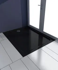 vidaXL Rectangular ABS Shower Base Tray Black 70 x 90 cm