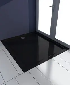 vidaXL Rectangular ABS Shower Base Tray Black 80 x 90 cm