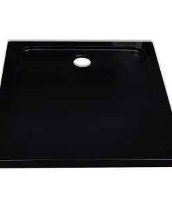 vidaXL Rectangular ABS Shower Base Tray Black 80 x 90 cm