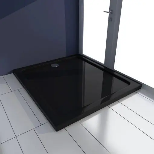 vidaXL Rectangular ABS Shower Base Tray Black 80 x 90 cm