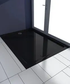 vidaXL Rectangular ABS Shower Base Tray Black 80 x 110 cm