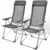 Foldable Adjustable Camping Chairs Aluminium Set of 2 Foldable Adjustable Camping Chairs Aluminium Set of 2