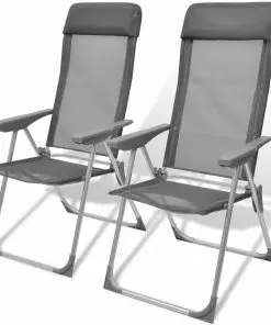 Foldable Adjustable Camping Chairs Aluminium Set of 2