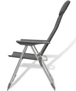 Foldable Adjustable Camping Chairs Aluminium Set of 2