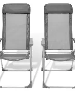 Foldable Adjustable Camping Chairs Aluminium Set of 2