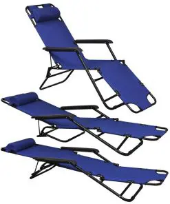 vidaXL Folding Sun Lounger 2 pcs with Footrests Steel Blue