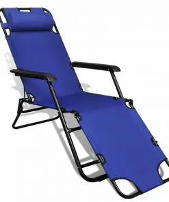 vidaXL Folding Sun Lounger 2 pcs with Footrests Steel Blue
