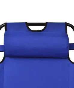 vidaXL Folding Sun Lounger 2 pcs with Footrests Steel Blue