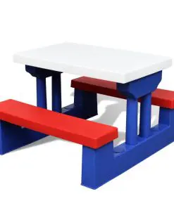 vidaXL Kids’ Picnic Table with Benches and Parasol Multicolour