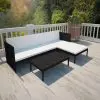 vidaXL 3 Piece Garden Lounge Set with Cushions Poly Rattan Black