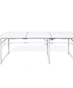 Foldable Camping Table Height Adjustable Aluminium 180 x 60 cm
