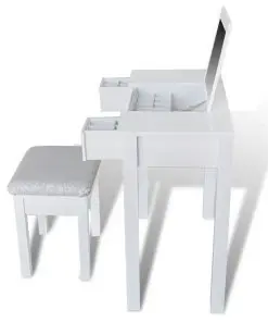 vidaXL Dressing Table with Stool and 1 Flip-up Mirror White