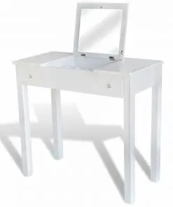 vidaXL Dressing Table with Stool and 1 Flip-up Mirror White