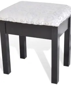 vidaXL Dressing Table with Stool and 1 Flip-up Mirror Black