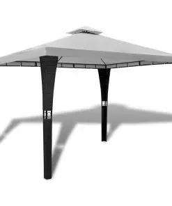 vidaXL Poly Rattan Gazebo with Cream White Roof 3 x 3 m