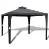 vidaXL Poly Rattan Gazebo with Dark Grey Roof 3 x 3 m