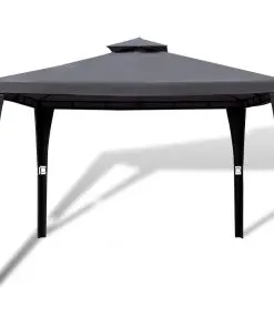 vidaXL Poly Rattan Gazebo with Dark Grey Roof 3 x 3 m